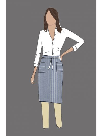 Stripe Grey Linen Bistro Apron