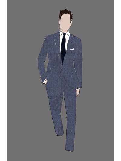 182204 - Uniform Jacket Male Herringbone Navy (Banquet)